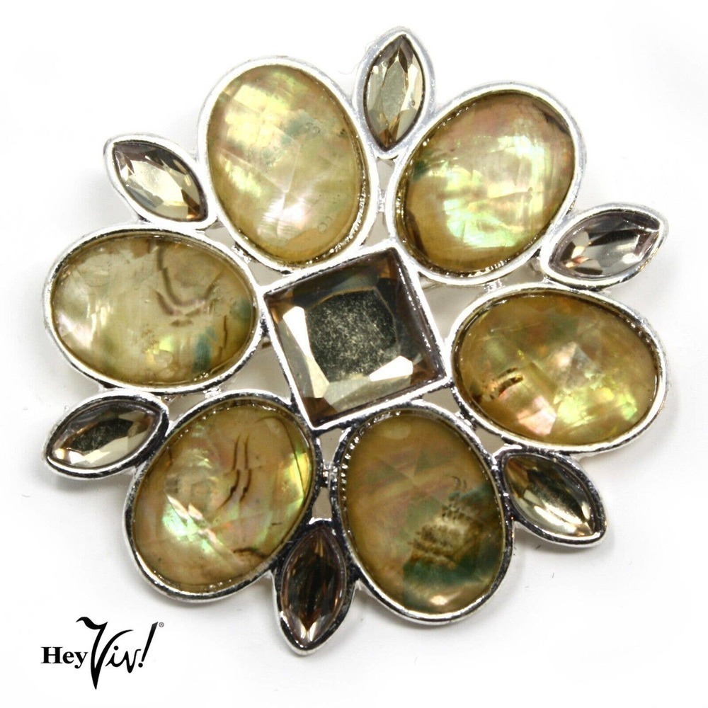 Vintage Iridescent Starburst Pin Brooch 1.75" Statement Pin Retro Style -Hey Viv